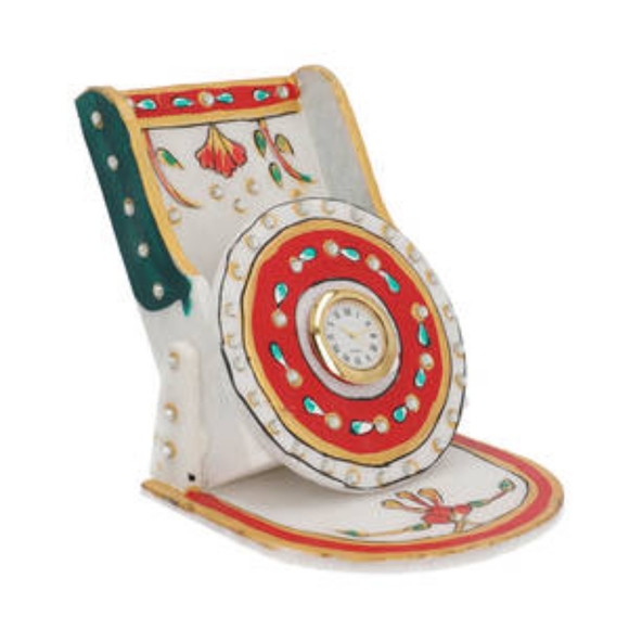 Marble Clock Phone Holder - Red and Gold - Picture 2 of 7